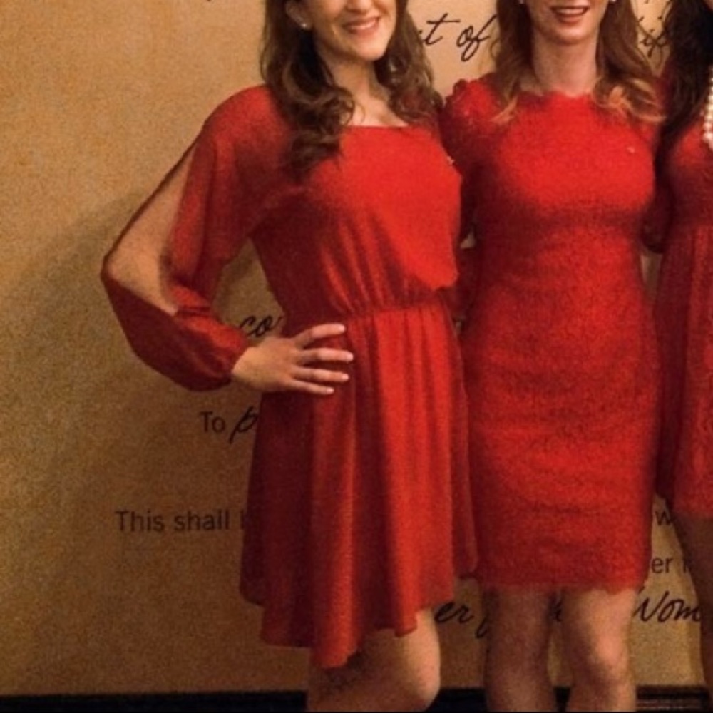 Pins and Needles (UO) Red Long Sleeve Dress Size S